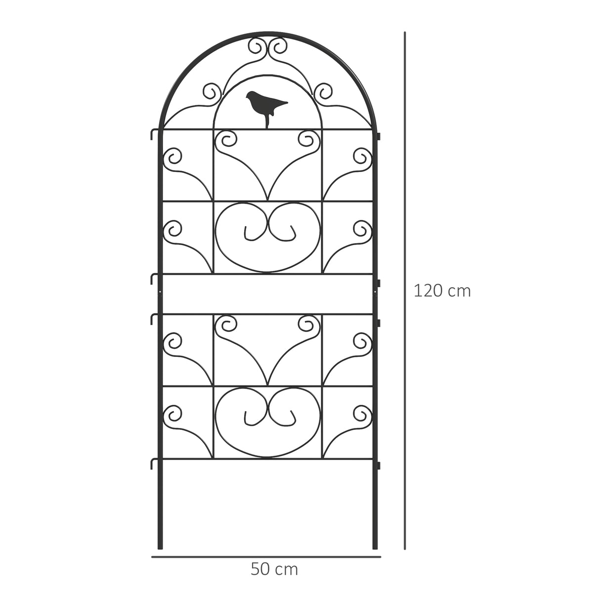 Metallisäleiköt lintukoristeilla, 2 kpl, 50 x 120 cm, musta