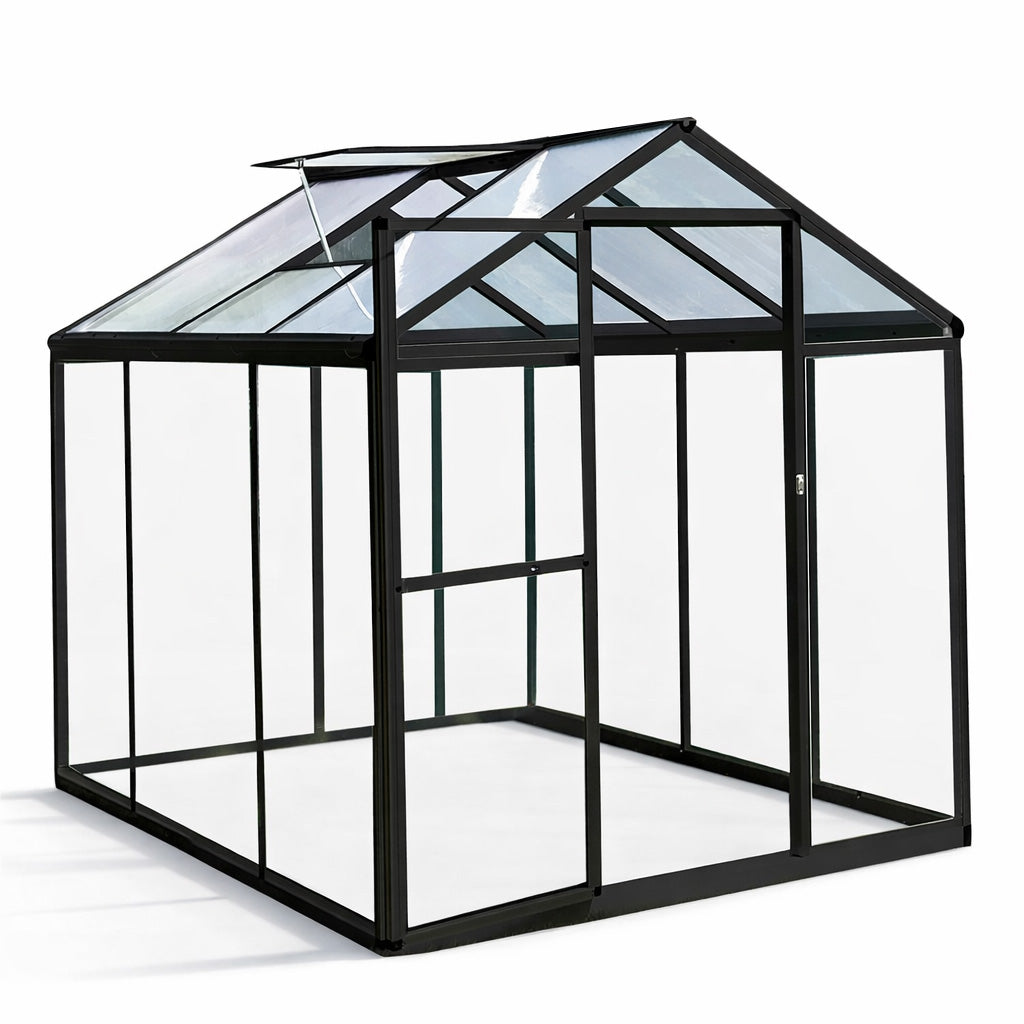 Pohjola Garden Hybrid Kasvihuone 3,3m², Tukeva Runko, Kirkas Seinäpaneeli, Sokkeli