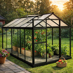 Hybridikasvihuone 5,4 m² – 302 x 190 x 195 cm, polykarbonaattikatto, musta