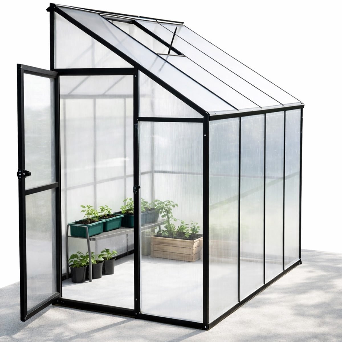 Lund & Leaf Wall Växthus 242x122x195cm Med aluminiumram, svart