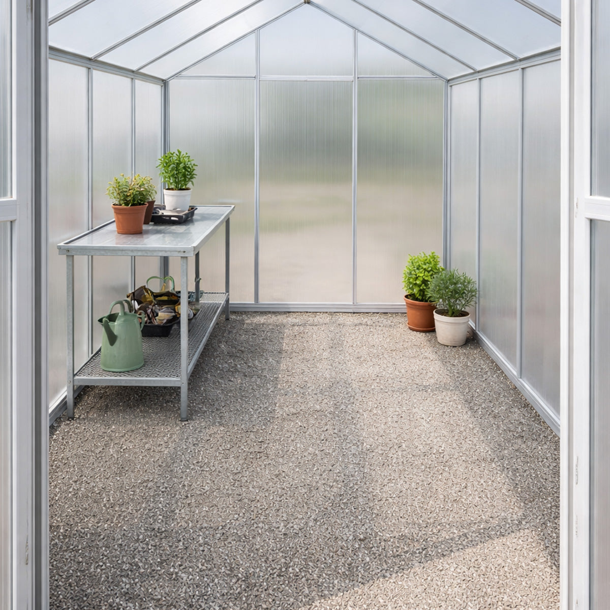 Pohjola Garden Kasvihuone 5,4m2 + Sokkeli & Rännit, Extra kestävä 600g/m2 kennolevy