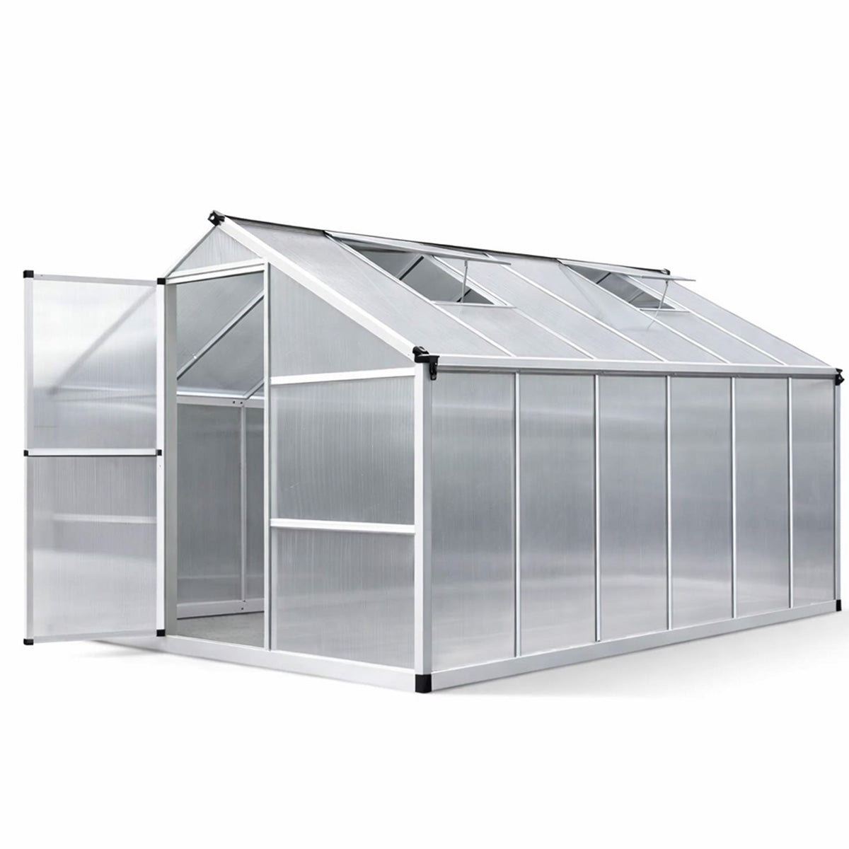 Pohjola Garden Kasvihuone 8,6m2 Sokkeli & Rännit, 4mm 610g/mm2 kennolevyt