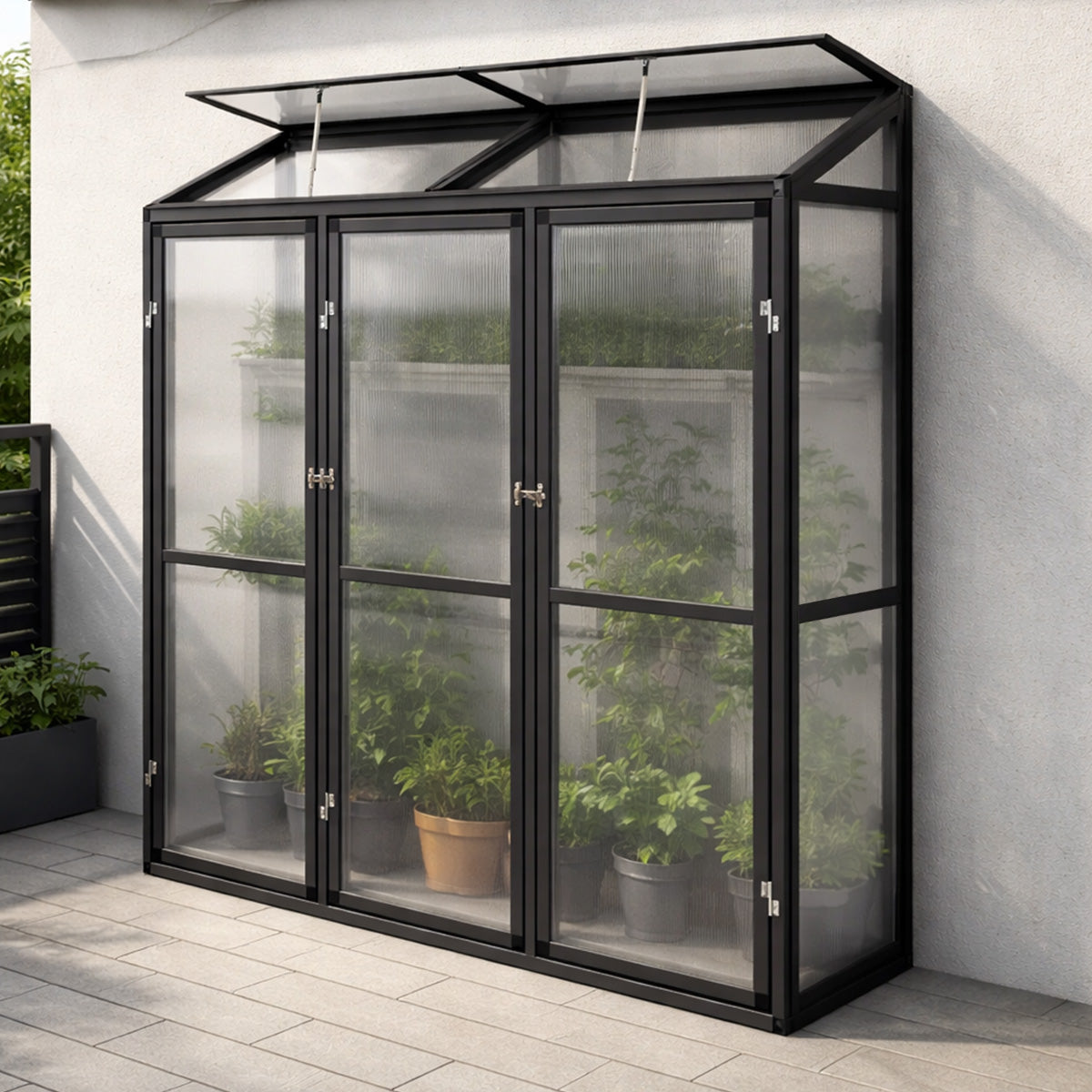 Lund & Leaf Wall Växthus 180 x 55 cm, 4 mm 610 g/m2 Honeycomb-paneler, svart