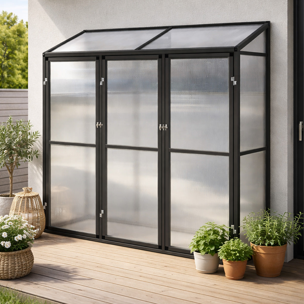 Lund & Leaf Wall Växthus 180 x 55 cm, 4 mm 610 g/m2 Honeycomb-paneler, svart