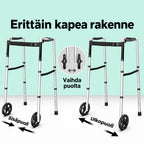 Kävelytuki Pyörillä Varma – säädettävä korkeus 77–95 cm, taitettava, Hopea