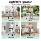 Kävelytuki Pyörillä Varma – säädettävä korkeus 77–95 cm, taitettava, Hopea