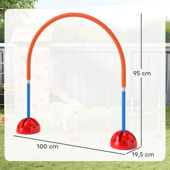 Koiran agility-portit 4 kpl, leveys säädettävä 95–114 cm, täytettävät jalustat, sininen/oranssi