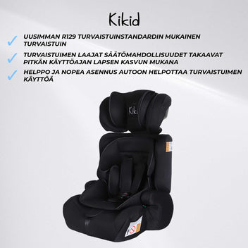 Kikid Turvaistuin Basic 76-150cm R129, musta