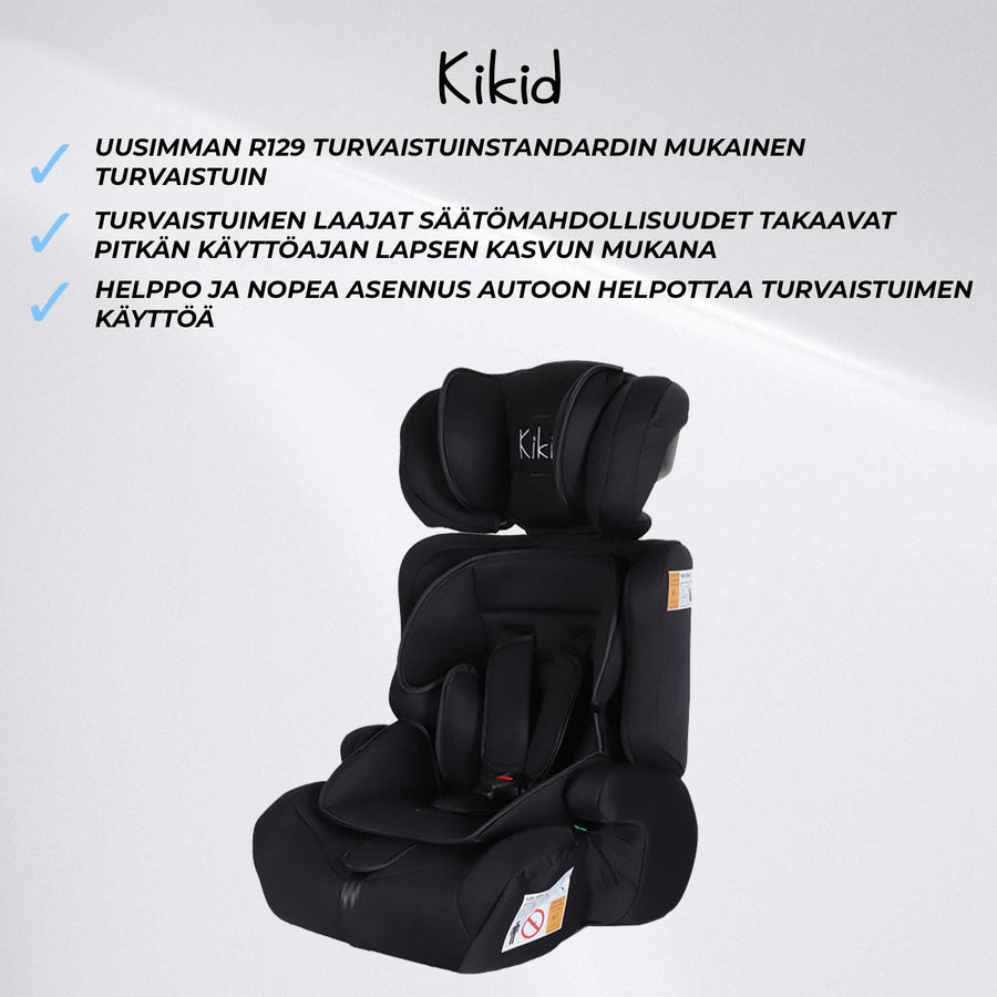 Kikid Turvaistuin Basic 76-150cm R129, musta