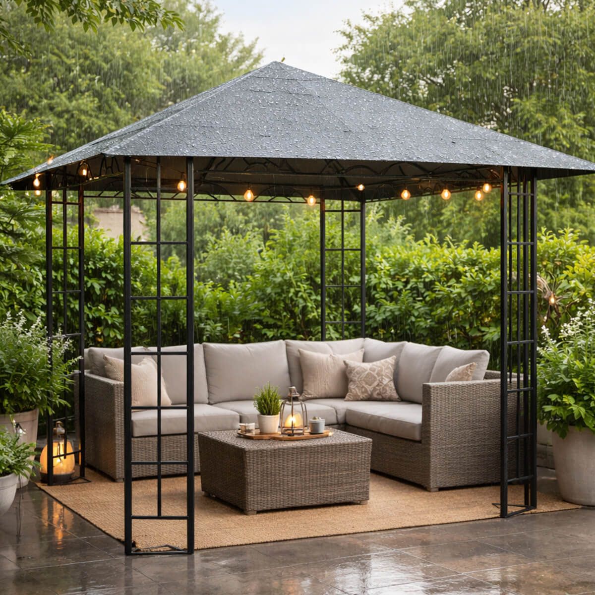 KIMI Puutarhakatos / Paviljonki Terassille 3x3m, Harmaa