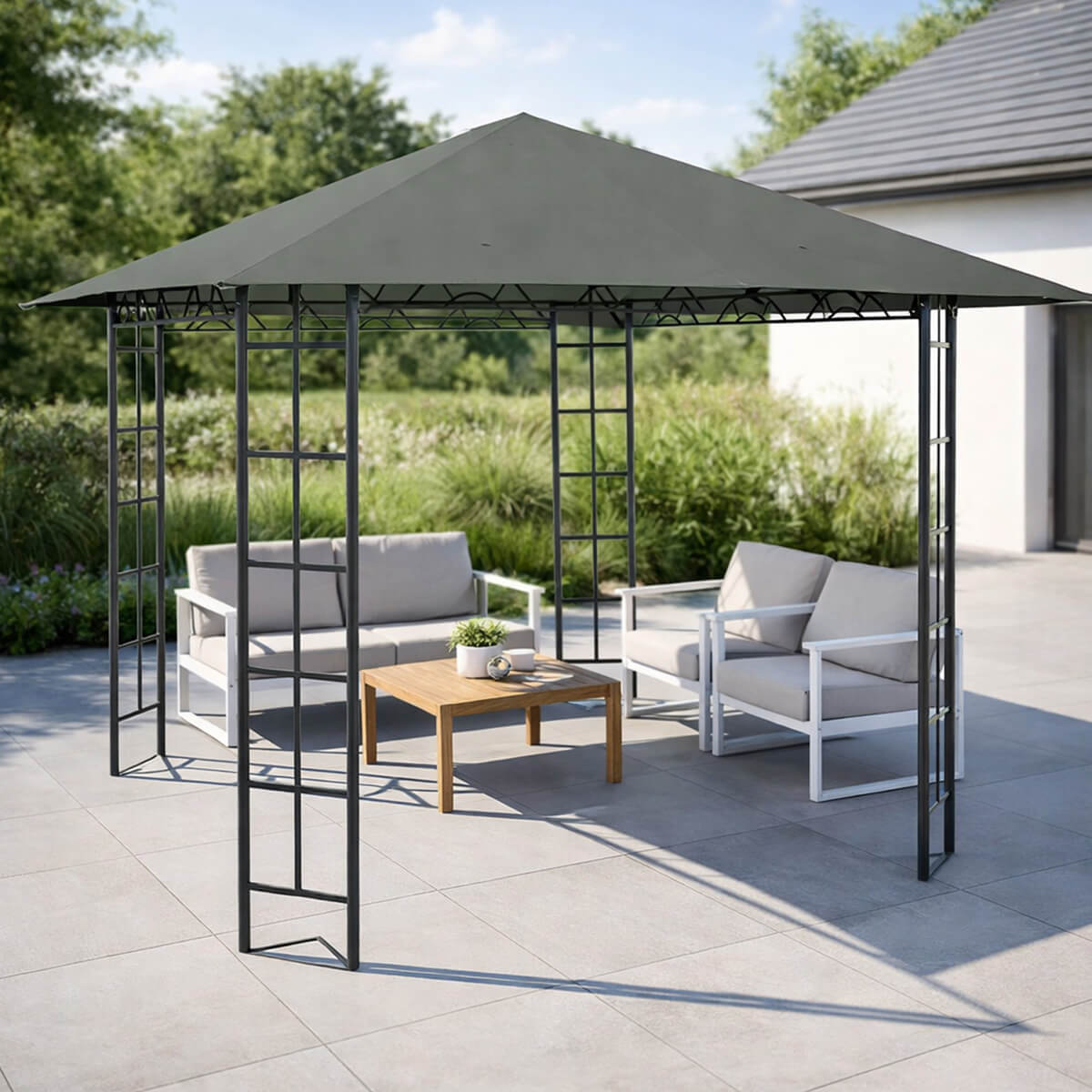 KIMI Puutarhakatos / Paviljonki Terassille 3x3m, Harmaa