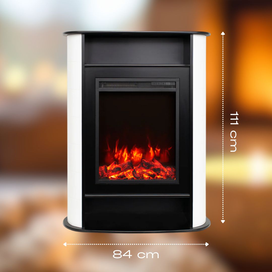 Elkamin Ravenna 750/1500W – 84 x 33 x 111 cm, LED-låga, vit