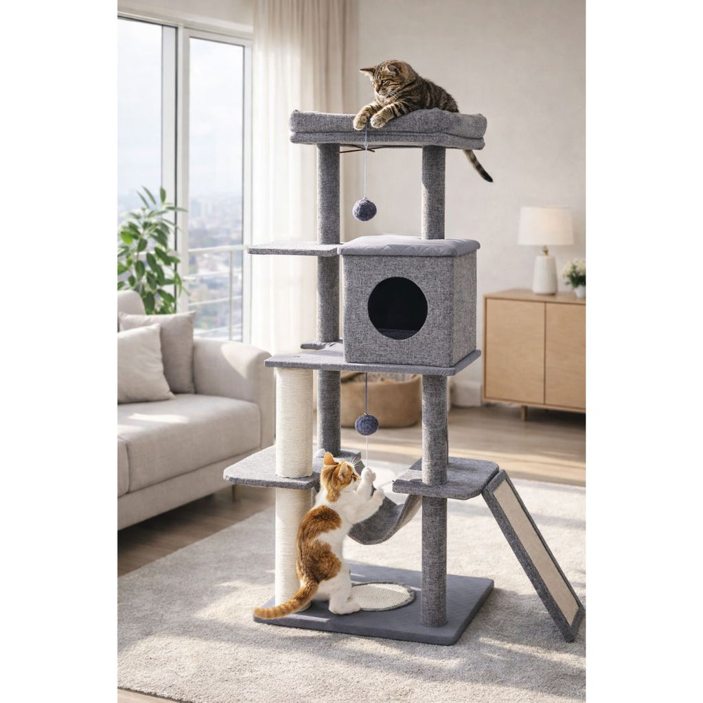 Pohjolan Lemmikkitarvike Kissan raapimispuu 138cm Harmaa