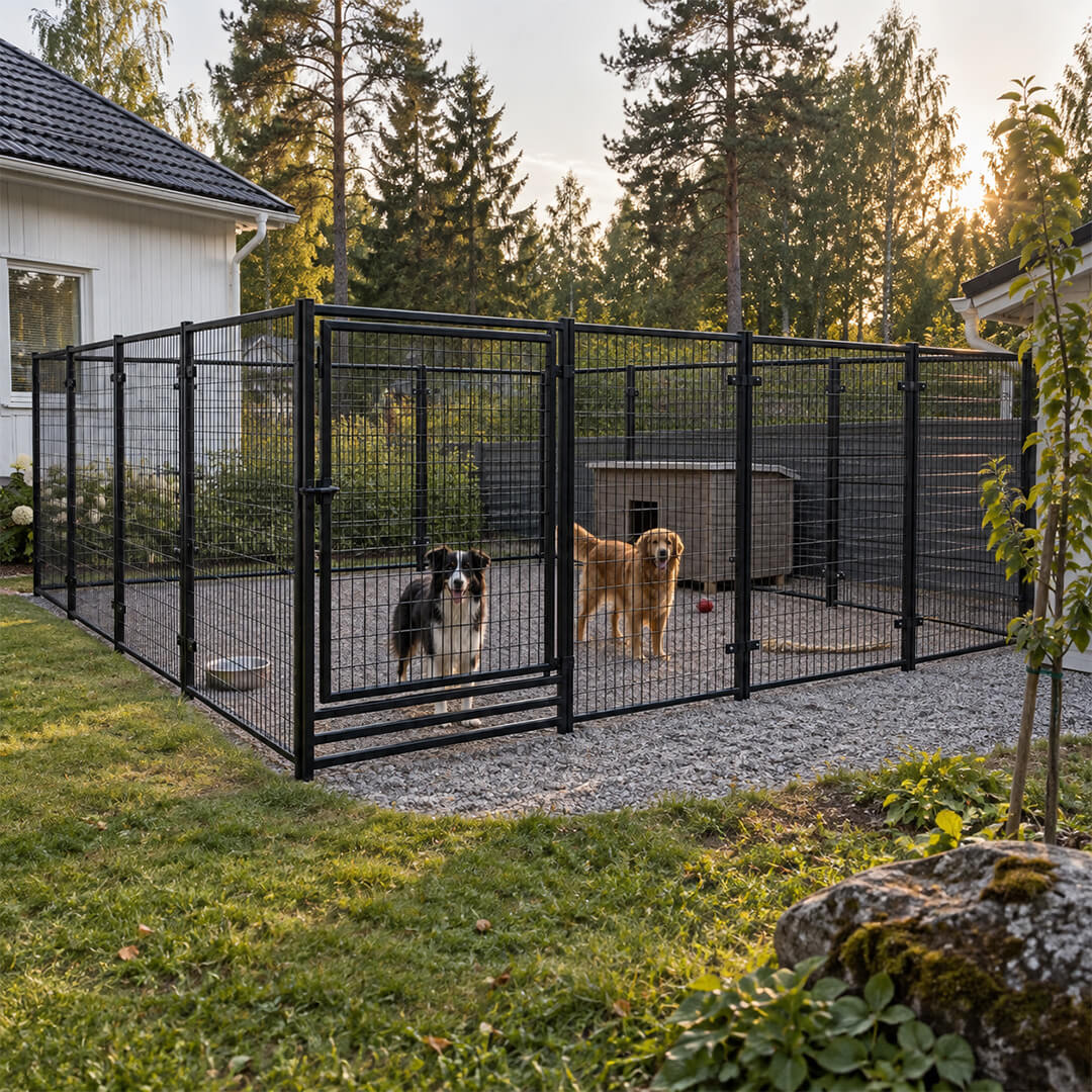 Koiratarha 36 m² – 6 x 6 x 1,82 m, galvanoitu teräs, musta