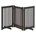 Vapaasti seisova koiraportti ovella, kolme taittuvaa paneelia, MDF, 155 x 76 cm, tummanruskea