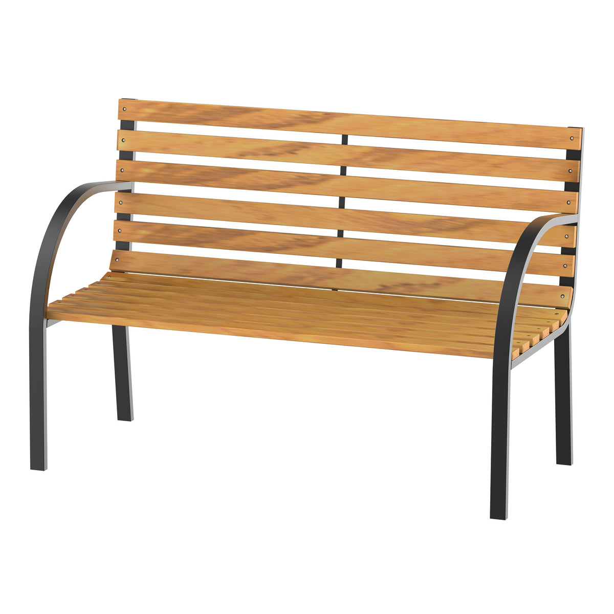 Puutarhapenkki teräsrungolla ja männyllä, 2-istuttava, 122 cm, luonnonväri
