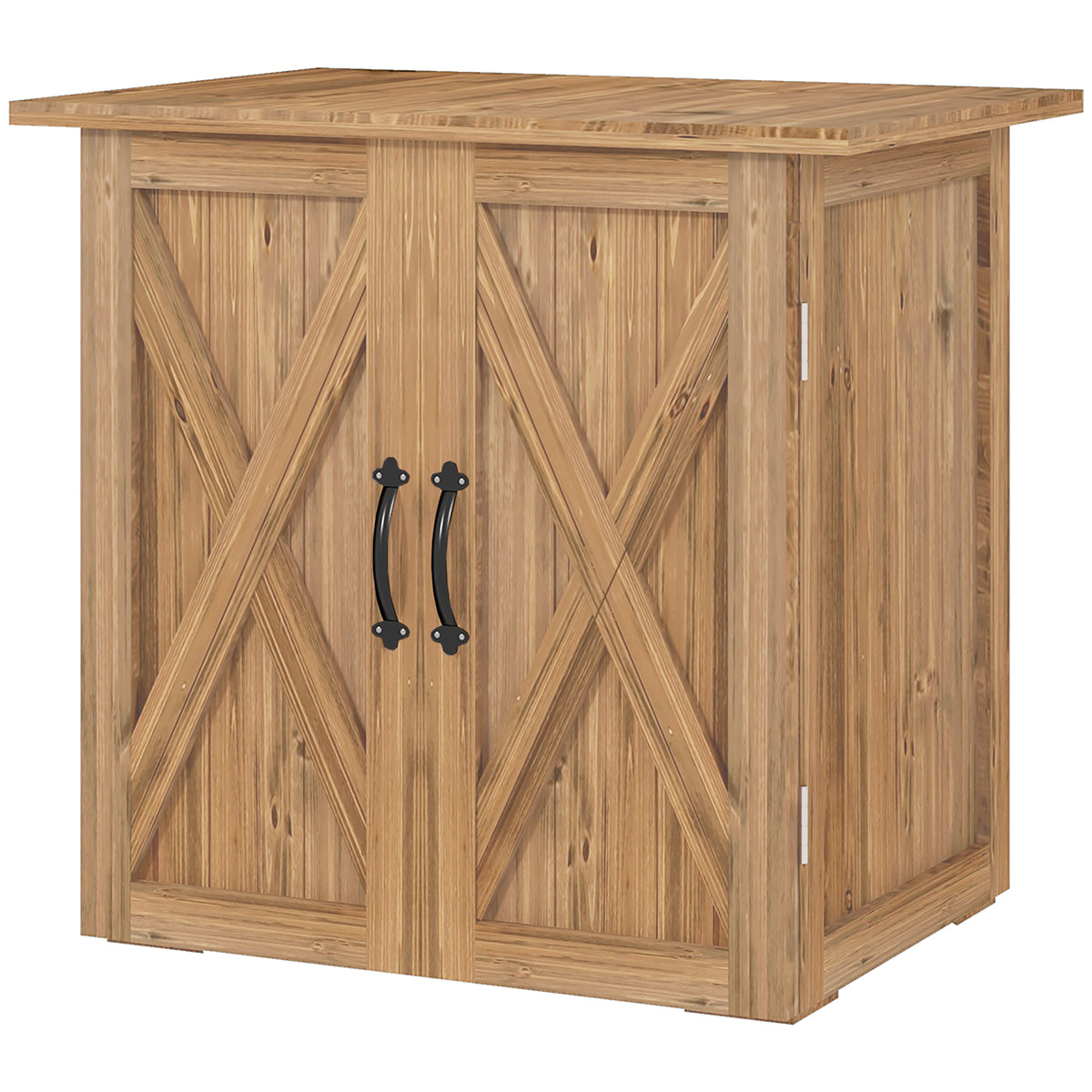 Matala puutarhakaappi magneettisalvatuilla pariovilla, 77 x 55 x 72 cm, ruskea