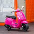 Lasten sähkömopo Vespa 6V tukipyörillä, FM-radio, musiikki ja valo, 3–6 v, pinkki