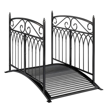 Barokkityylinen metallinen puutarhasilta kaiteilla, 135,5 cm, musta