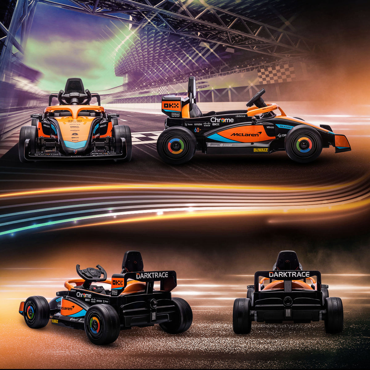 Lasten sähköauto McLaren Formula 1, 12V, kaukosäädin ja musiikki, 3–5 v, oranssi