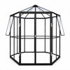 Paviljongväxthus 3,7 m² – sexkantigt, 4 mm säkerhetsglas, svart aluminiumram