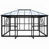 Lasipaviljonki 288 x 426 cm – 12,28 m², kirkas PC-katto ja pariovet