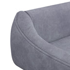 Skandinaavinen koiran sohva samettia, irrotettava tyyny, 102 x 58,5 x 42,5 cm, harmaa/luonnonpuu