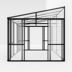 Glaspaviljong 510 x 290 cm – 3,6 mm härdat glas, 4 mm PC-tak, 3 skjutdörrar