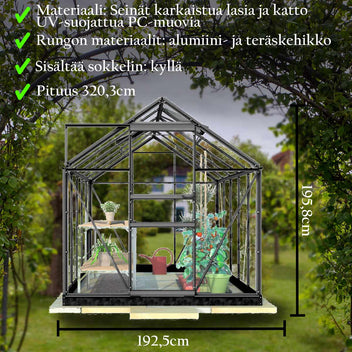 LYKKE HYBRIDI KASVIHUONE MUSTA 6,2 M2
