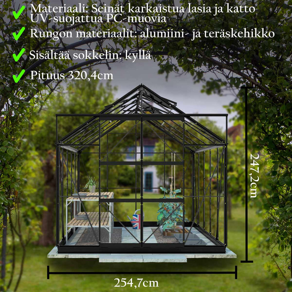 LYKKE HYBRIDI KASVIHUONE MUSTA 8,2 M2
