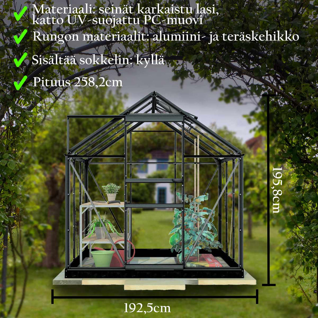 LYKKE HYBRIDI KASVIHUONE MUSTA 5 M2