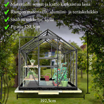 LYKKE LASIKASVIHUONE MUSTA 6,2 M2