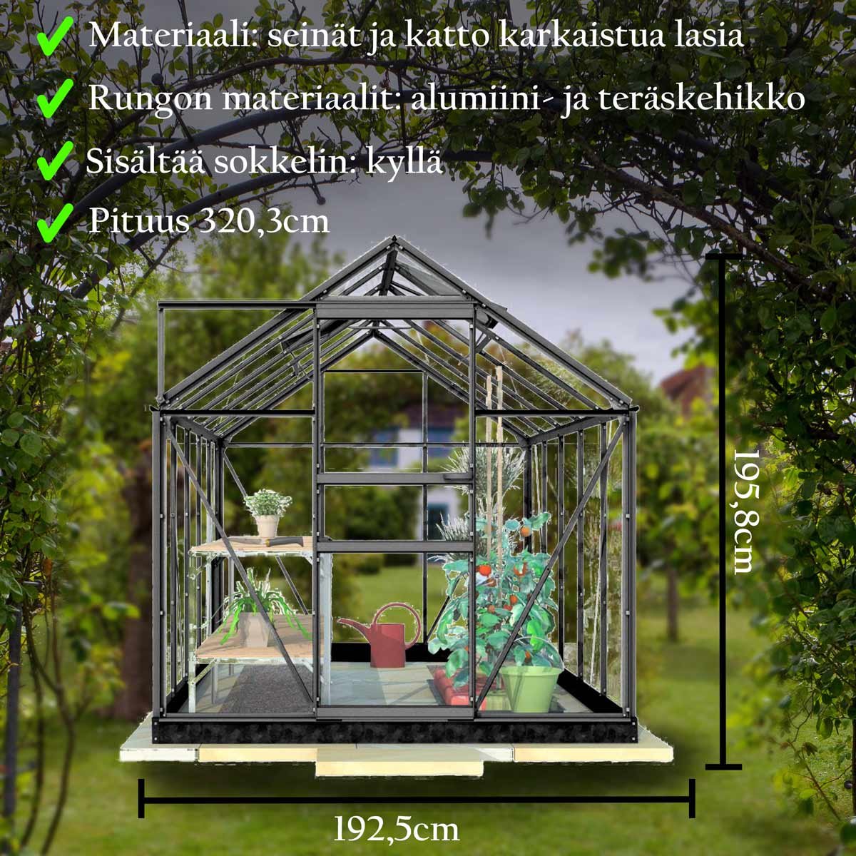 LYKKE LASIKASVIHUONE MUSTA 6,2 M2