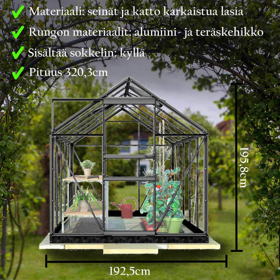 LYKKE LASIKASVIHUONE MUSTA 6,2 M2