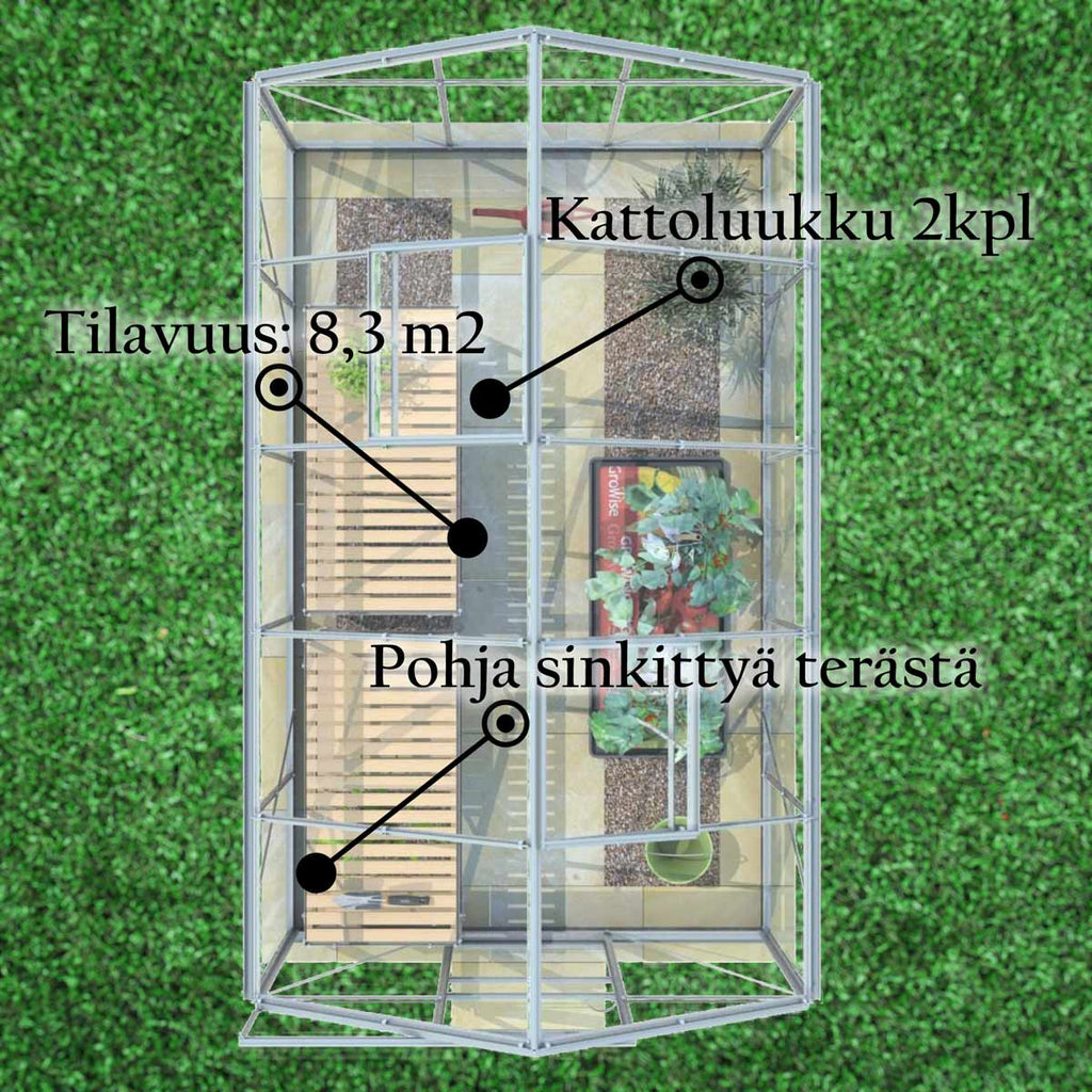 LYKKE PC KASVIHUONE HOPEA 8,3 M2