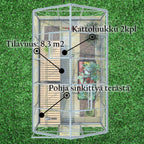 LYKKE PC KASVIHUONE HOPEA 8,3 M2