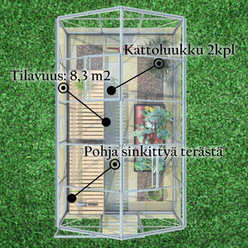 LYKKE PC KASVIHUONE HOPEA 8,3 M2