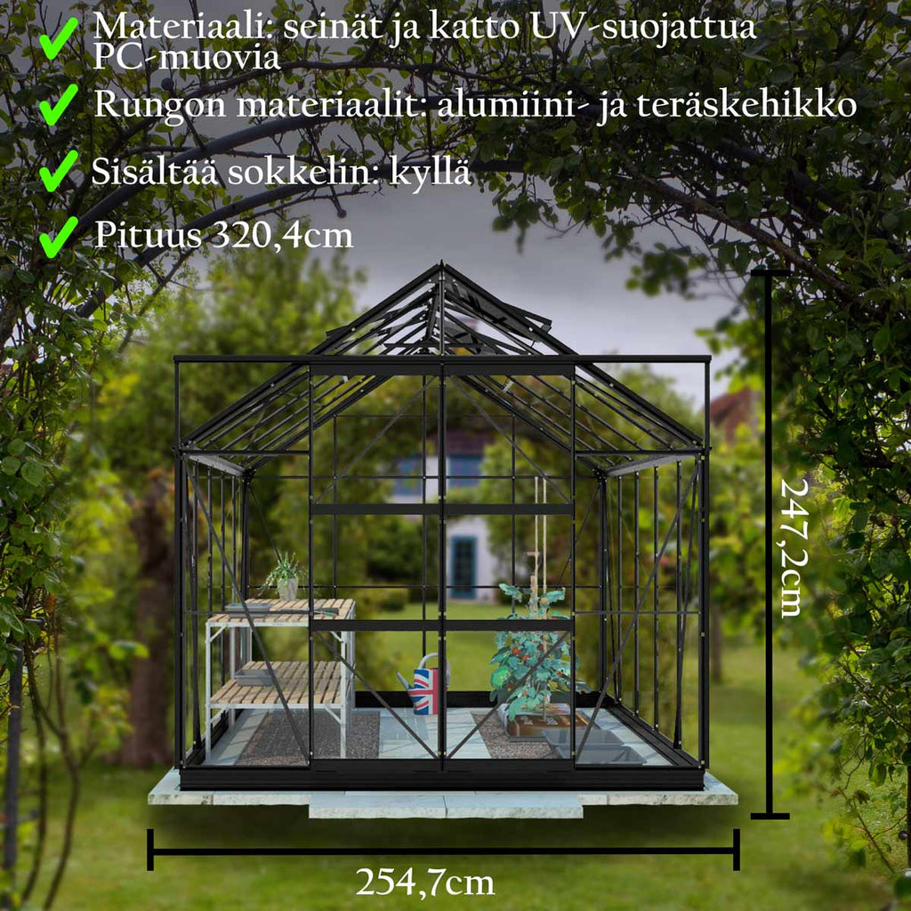 LYKKE PC KASVIHUONE MUSTA 8,2 M2