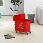 Moppiämpäri 20 l puristimella ja kahvalla, pyörät, muovi, punainen