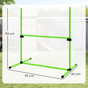 Koiran agility-esteet 4 kpl, korkeus säädettävä, kantolaukku, 99 x 65 x 94 cm, vihreä