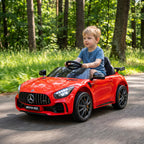 Lasten sähköauto Mercedes-AMG GT R 12V, kaukosäädin, valot ja musiikki, 3–6 v, punainen