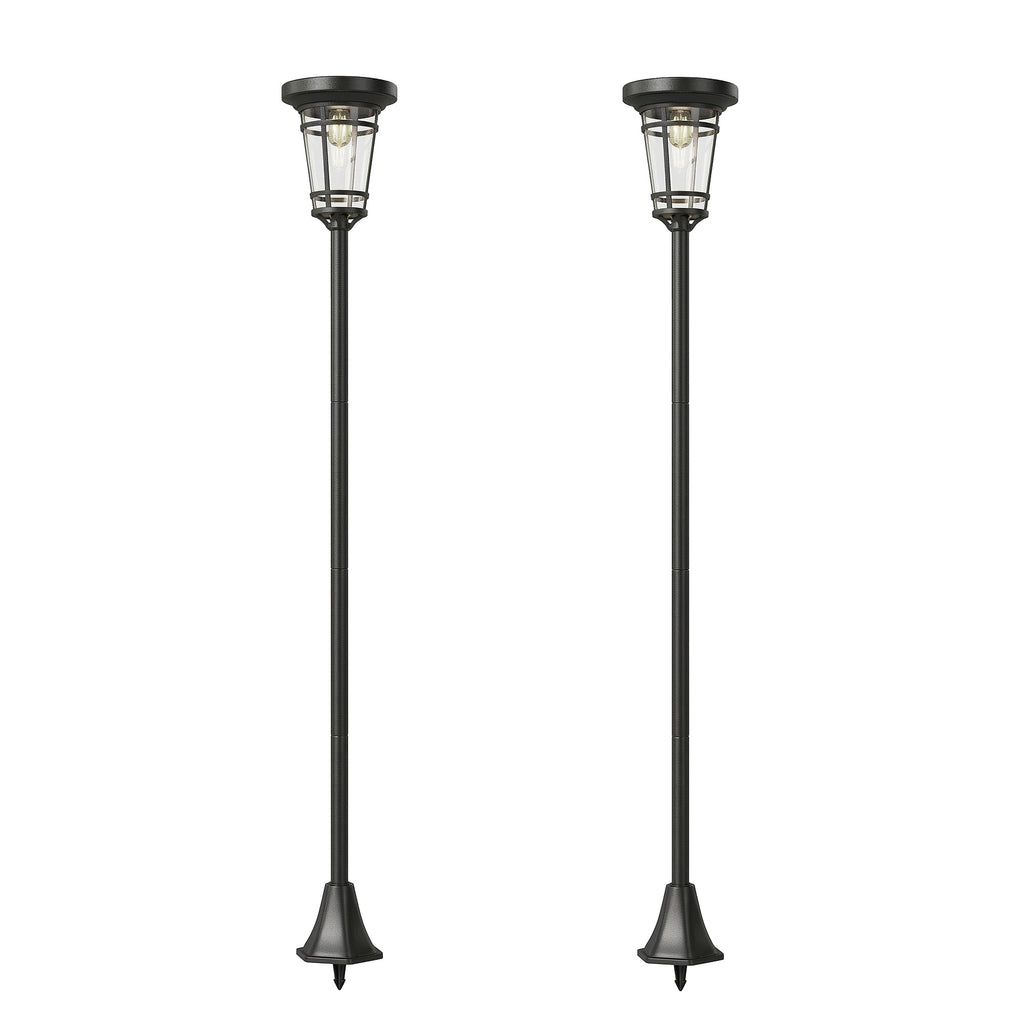 Aurinkolyhtypylväät, 2 kpl, säädettävä 180 cm, musta