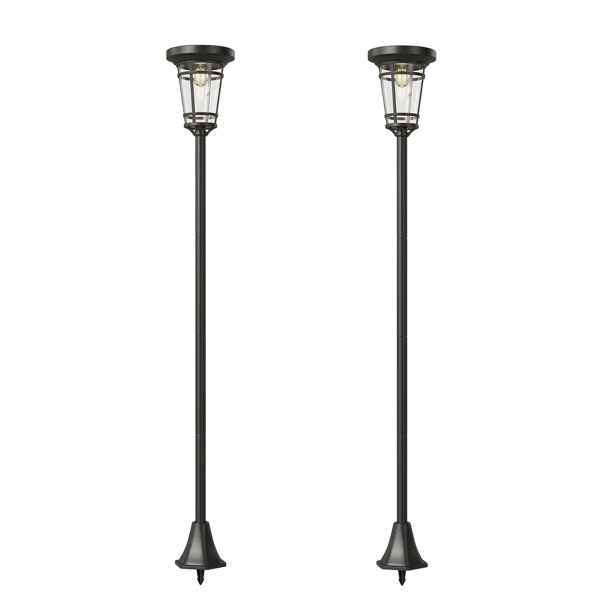 Aurinkolyhtypylväät, 2 kpl, säädettävä 180 cm, musta
