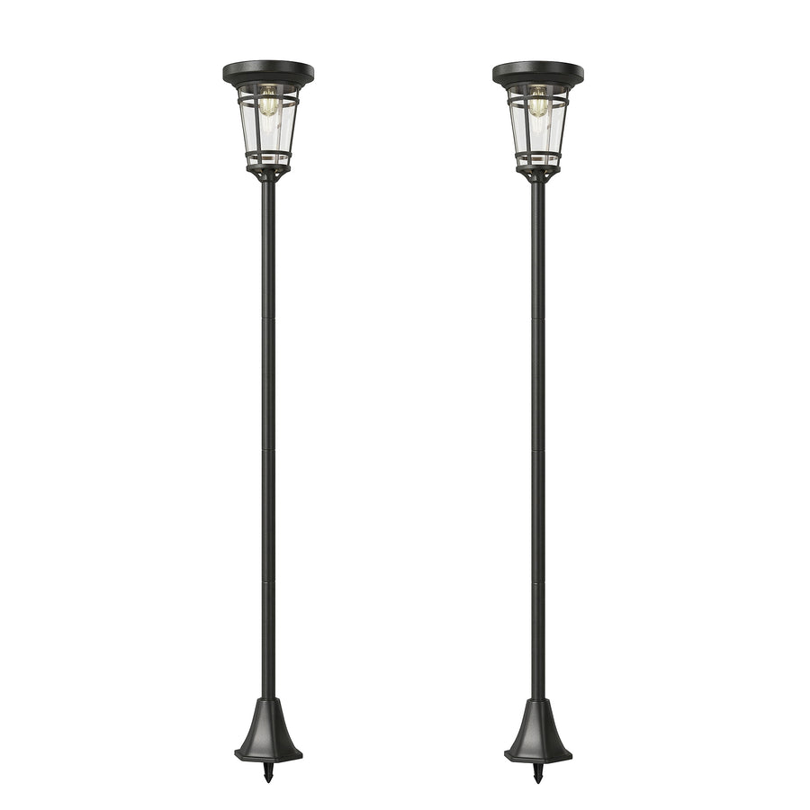 Aurinkolyhtypylväät, 2 kpl, säädettävä 180 cm, musta