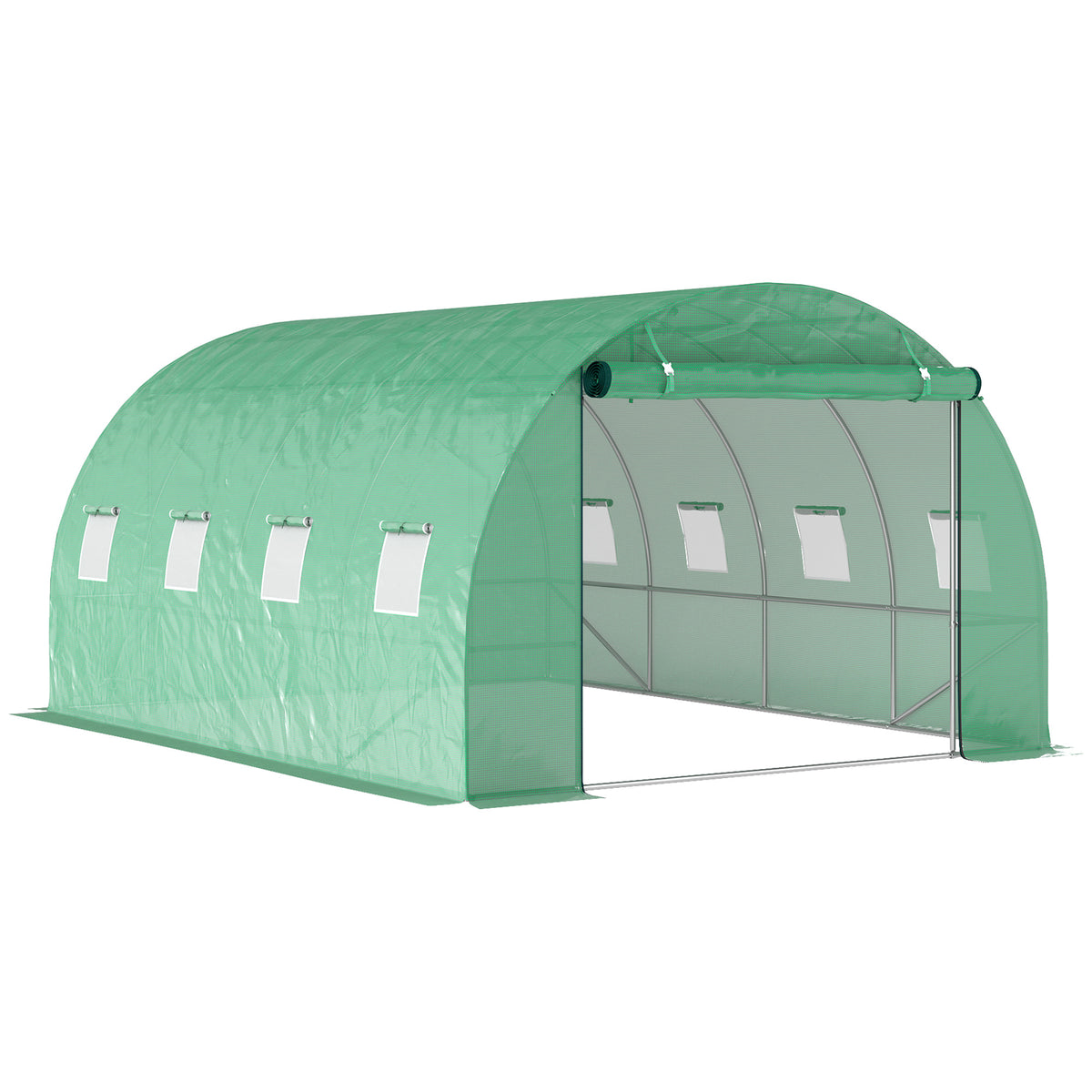 Vahvistettu tunnelikasvihuone 170 g/m² katteella, 4 x 3 x 2 m, vihreä