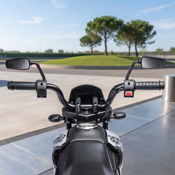 Lasten sähkömoottoripyörä Aprilia 12V, tukipyörät, iskunvaimentimet, USB, 3–8 v, punainen