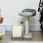 Pieni kissan raapimispuu pesällä ja pallolla, 46 cm, harmaa