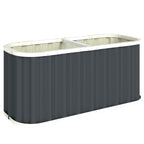 Syvä metallinen kasvatuslaatikko kasvikyltein ja hanskoin, 136 x 53 x 61 cm, tummanharmaa
