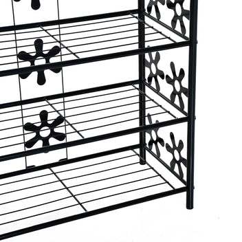 Koristeellinen metallihylly kasveille tai kengille, 4 tasoa, musta