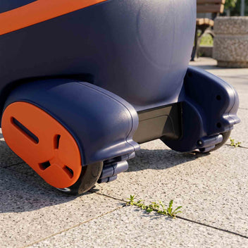 Lasten sähköinen kiikkuauto 2-in-1, litiumakku, RGB-valot ja musiikki, 360° ohjaus, oranssi
